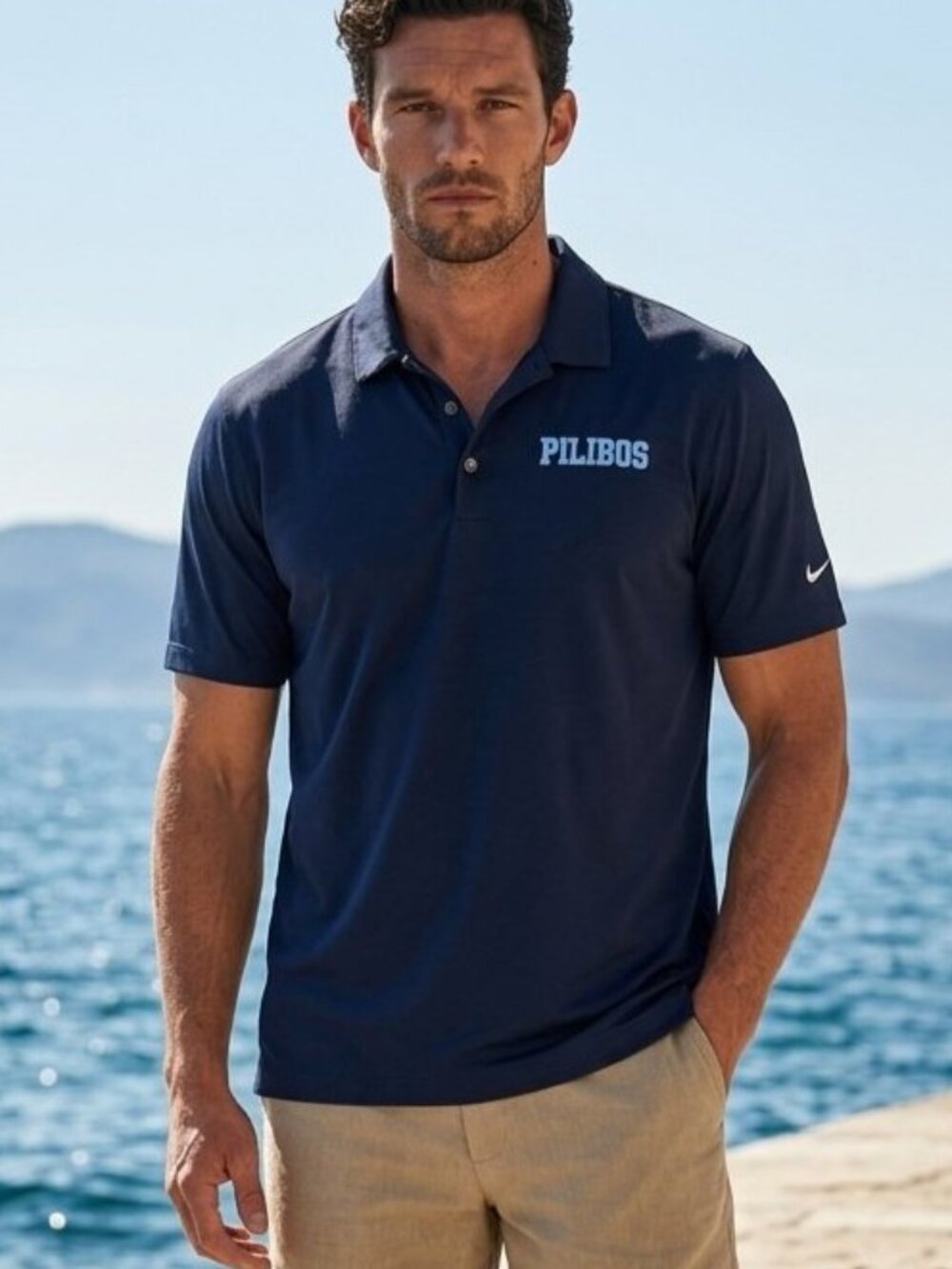 NIKE Men's Knitted Polo Shirt — Blue, Short Sleeve, Size XL
